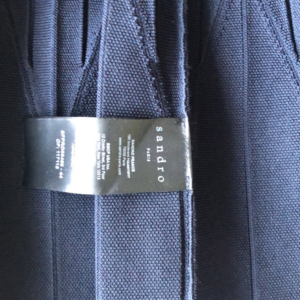Sandro Navy Pleated Midi Dress - Picture 6 of 9